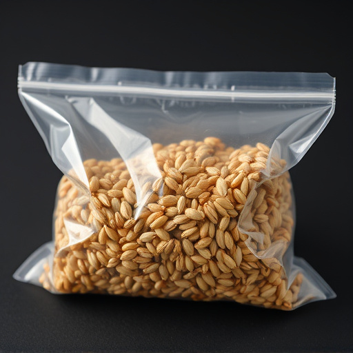 Seed mix in transparent plastic bag