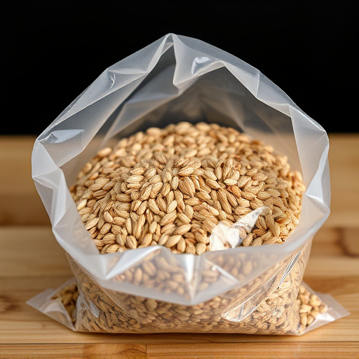 Seed mix in transparent plastic bag