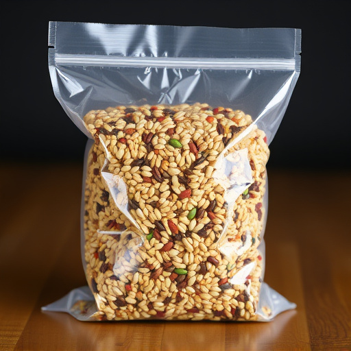 Seed mix in transparent plastic bag