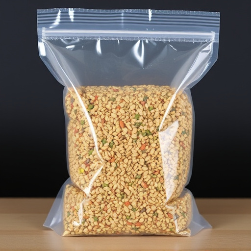 Seed mix in transparent plastic bag