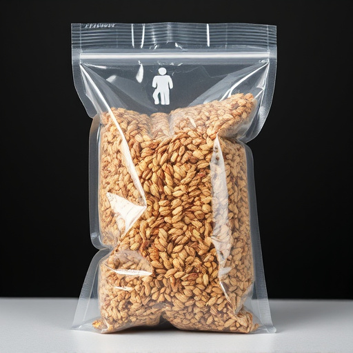 Seed mix in transparent plastic bag