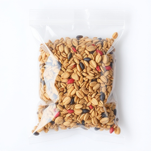 Seed mix in transparent plastic bag