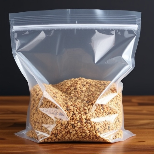 Seed mix in transparent plastic bag