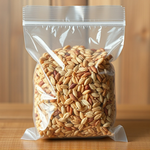 Seed mix in transparent plastic bag