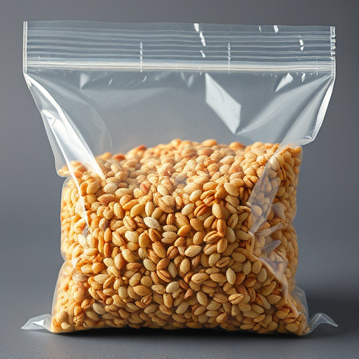 Seed mix in transparent plastic bag