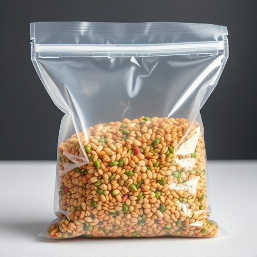 Seed mix in transparent plastic bag