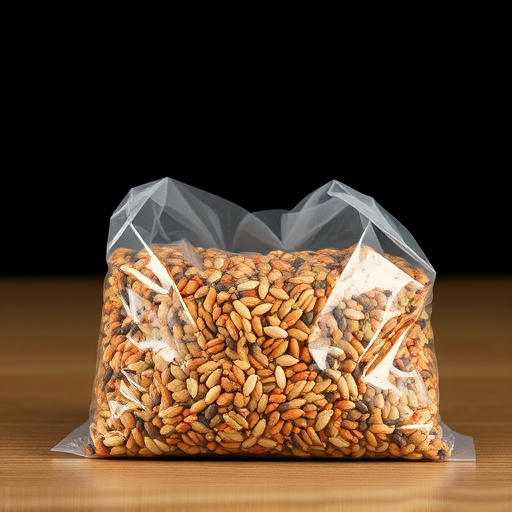 Seed mix in transparent plastic bag