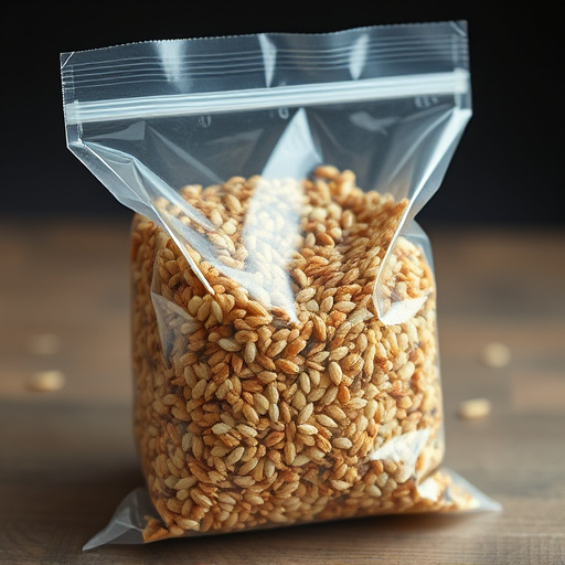 Seed mix in transparent plastic bag