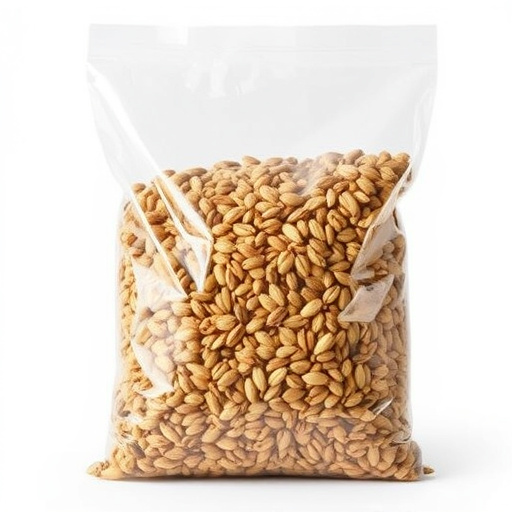 Seed mix in transparent plastic bag