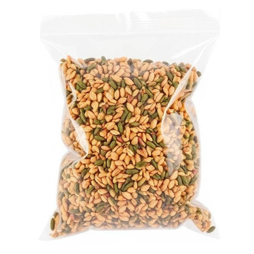 Seed mix in transparent plastic bag