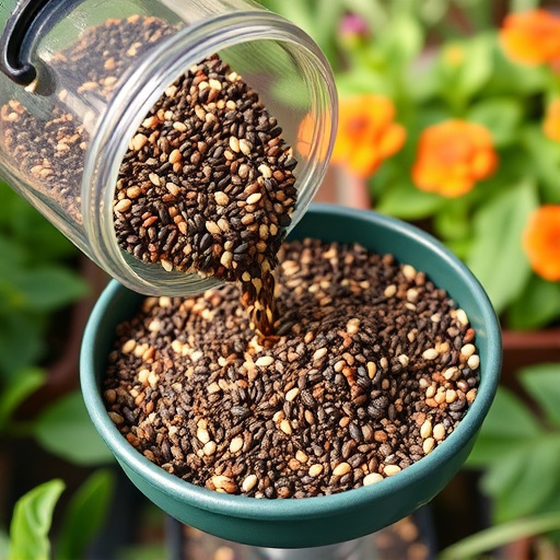 Seed mix poured into garden feeder