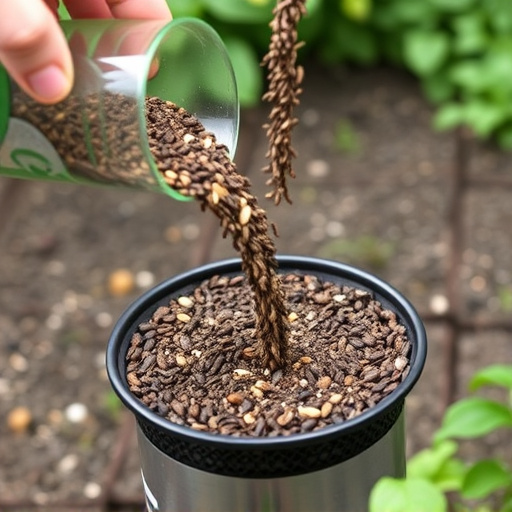 Seed mix poured into garden feeder