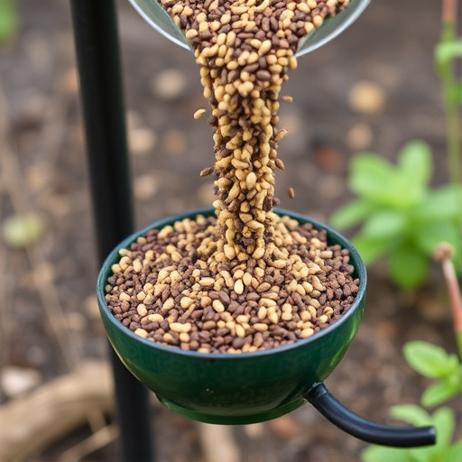 Seed mix poured into garden feeder
