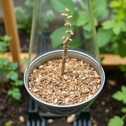 Seed mix poured into garden feeder