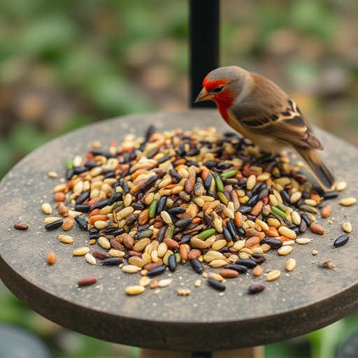Seed mix scattered on bird table