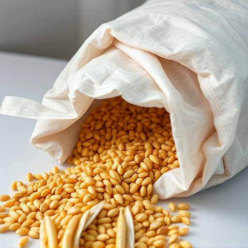 Seeds spilling from open storage bag