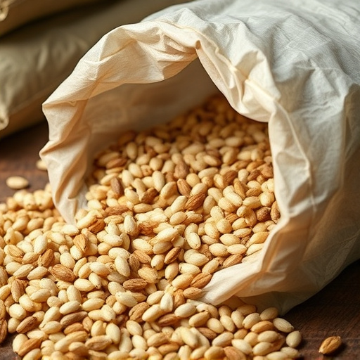 Seeds spilling from open storage bag