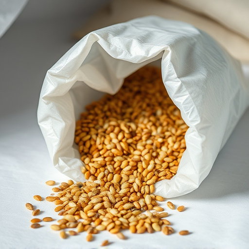 Seeds spilling from open storage bag