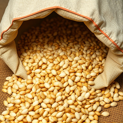 Seeds spilling from open storage bag