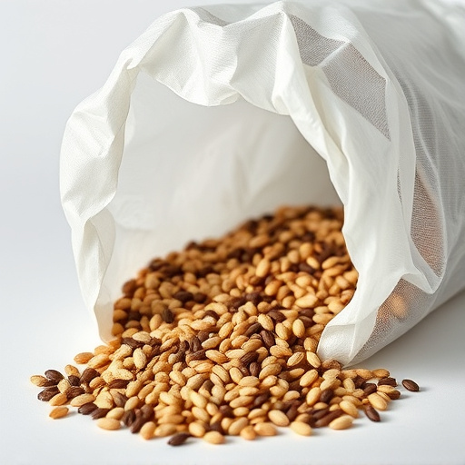 Seeds spilling from open storage bag