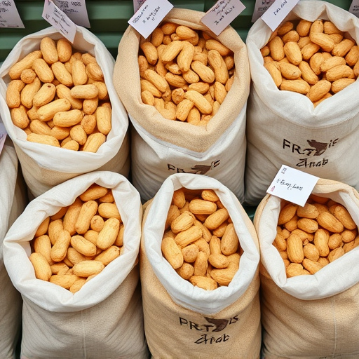 Selection of bird peanuts in bags