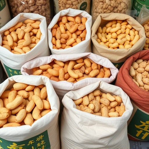 Selection of bird peanuts in bags