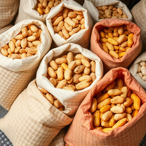 Selection of bird peanuts in bags