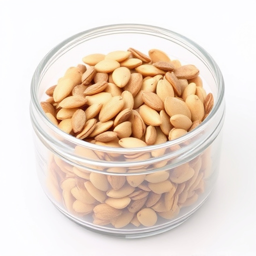Shelled sunflower seeds in clear container