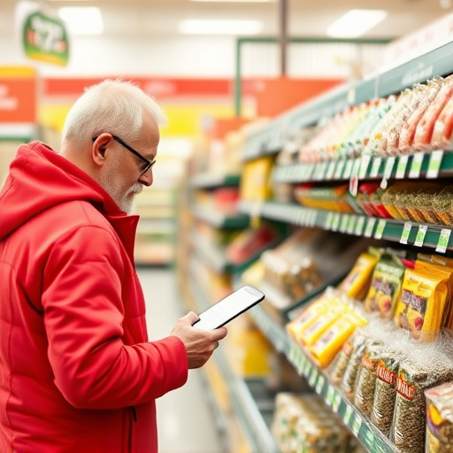 Shopper comparing bird seed prices
