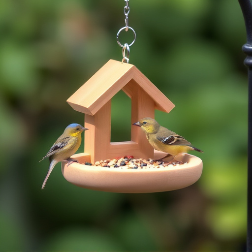 Small bird feeding platform with seed tray