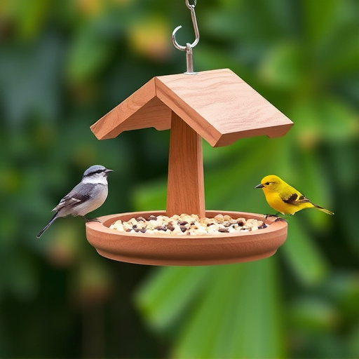 Small bird feeding platform with seed tray