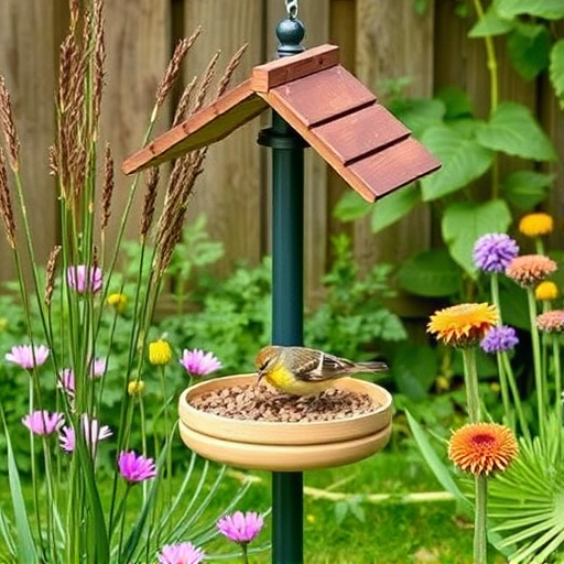 Small bird-friendly garden feeding station