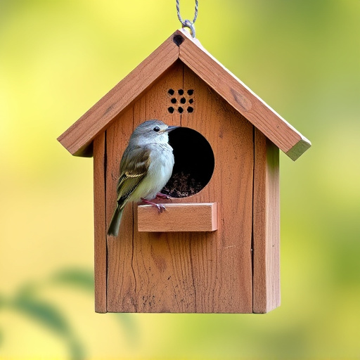 Small bird perched on nest box