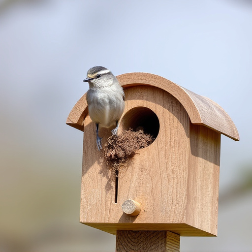 Small bird perched on nest box