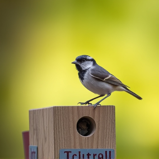 Small bird perched on nest box