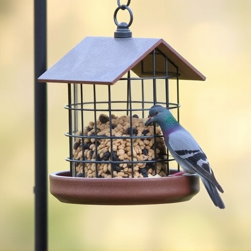 Small bird seed feeder with pigeon guard