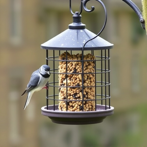 Small bird seed feeder with pigeon guard