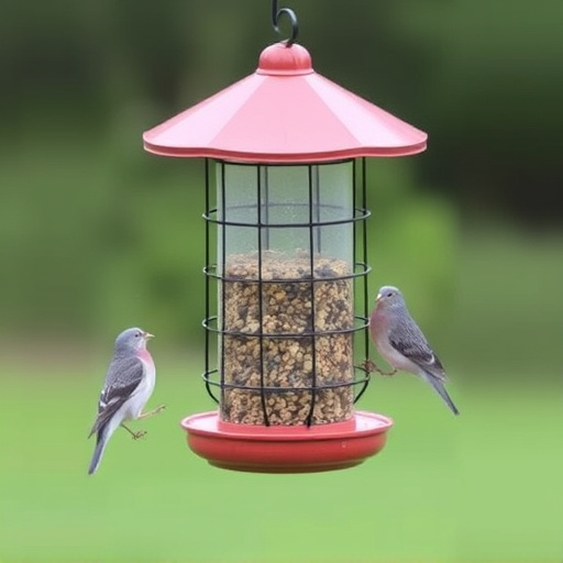 Small bird seed feeder with pigeon guard