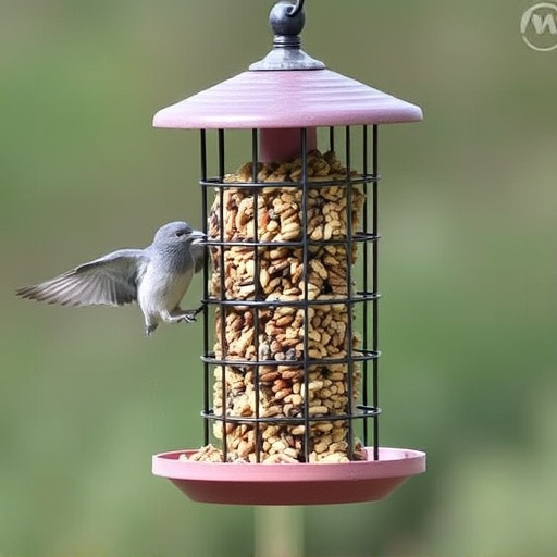 Small bird seed feeder with pigeon guard