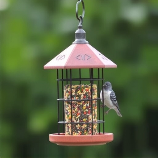 Small bird seed feeder with pigeon guard