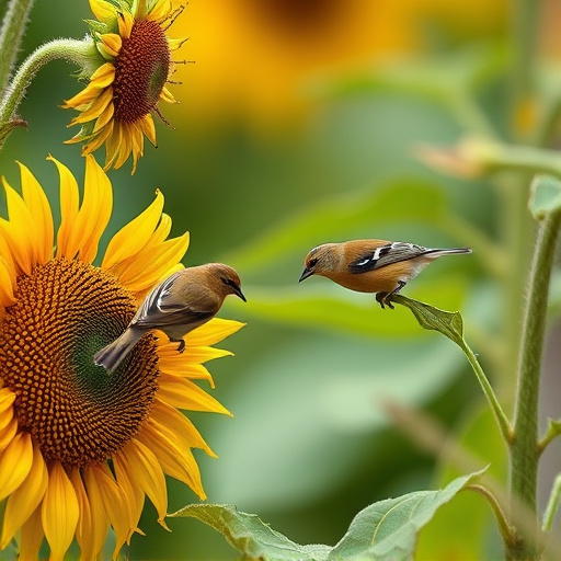Small birds feeding on sunflower hearts