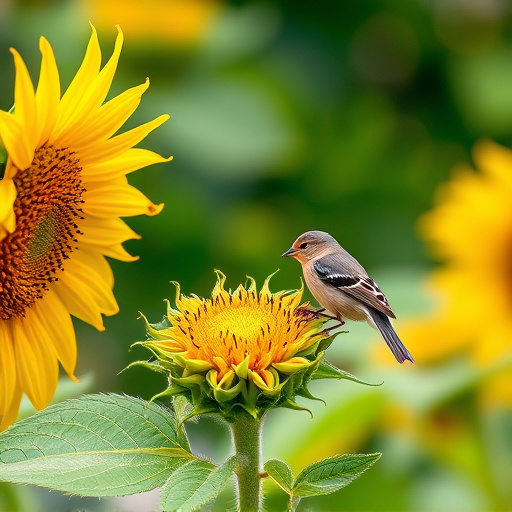 Small birds feeding on sunflower hearts