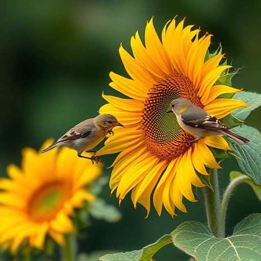 Small birds feeding on sunflower hearts