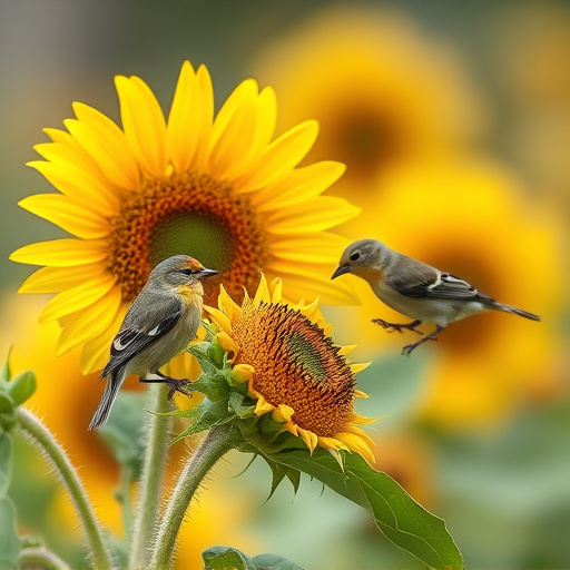 Small birds feeding on sunflower hearts