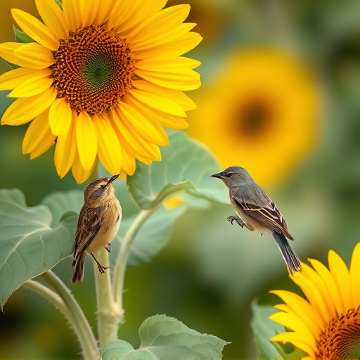 Small birds feeding on sunflower hearts