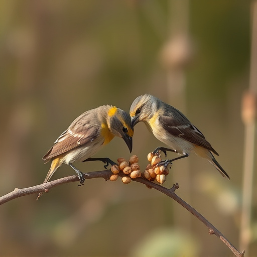 Small birds pecking at niger seeds