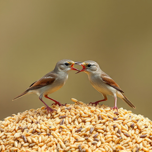 Small birds pecking at niger seeds