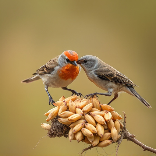 Small birds pecking at niger seeds
