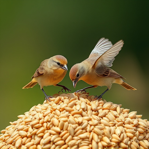 Small birds pecking at niger seeds