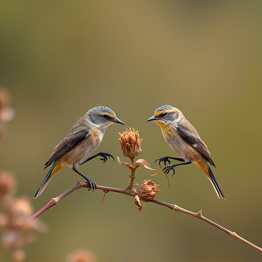 Small birds pecking at niger seeds